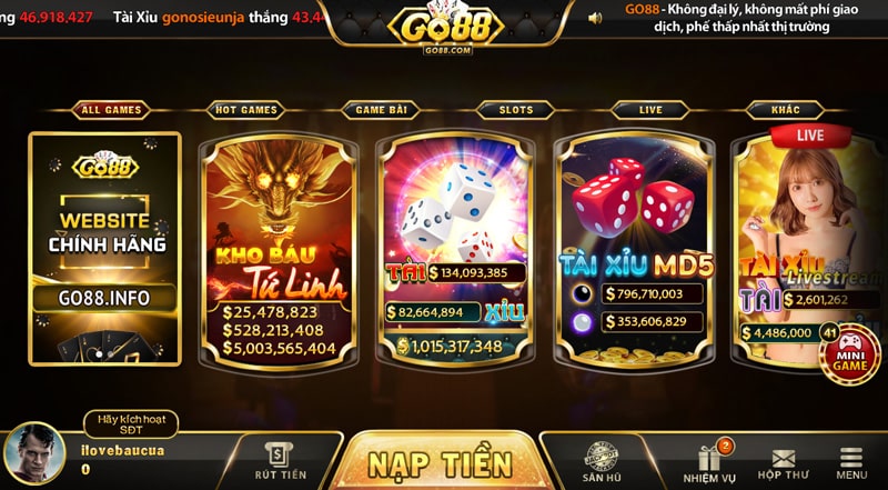 Hệ thống cung cấp rất nhiều các thể loại game đổi thưởng khác nhau